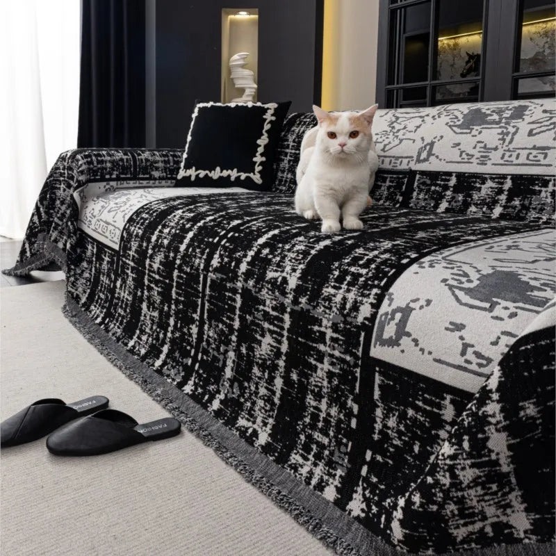 쿠션 커버 Sofa Covers Chenille Sofa Mats Throw Blankets Mats 2025 All-season Camping Picnic Blanket Color Block Sofa Cover Mats